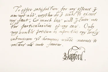 Edward Seymour, 1er Conde de Hertford, 1er Barón Beauchamp, 1539 - 1621. Muestra de caligrafía y firma.
